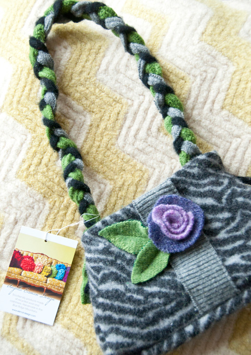 felted wool and cashmere zippered wristlet