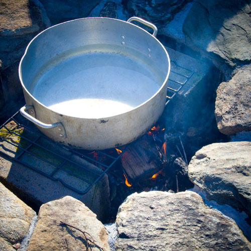 Simmering maple syrup