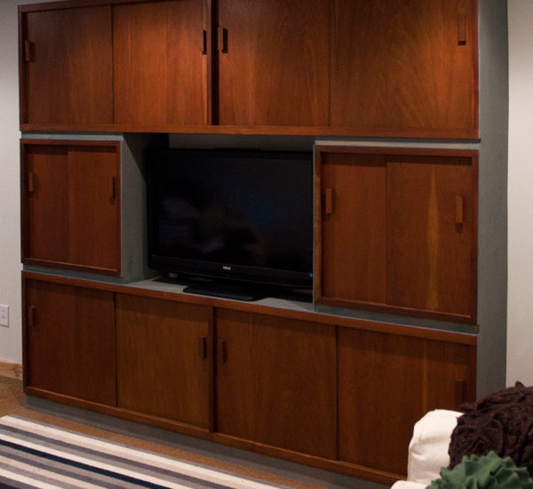 Before and After: Mid-century built-in media cabinet