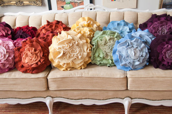 New Ruffle Rose Pillows: Ombre!