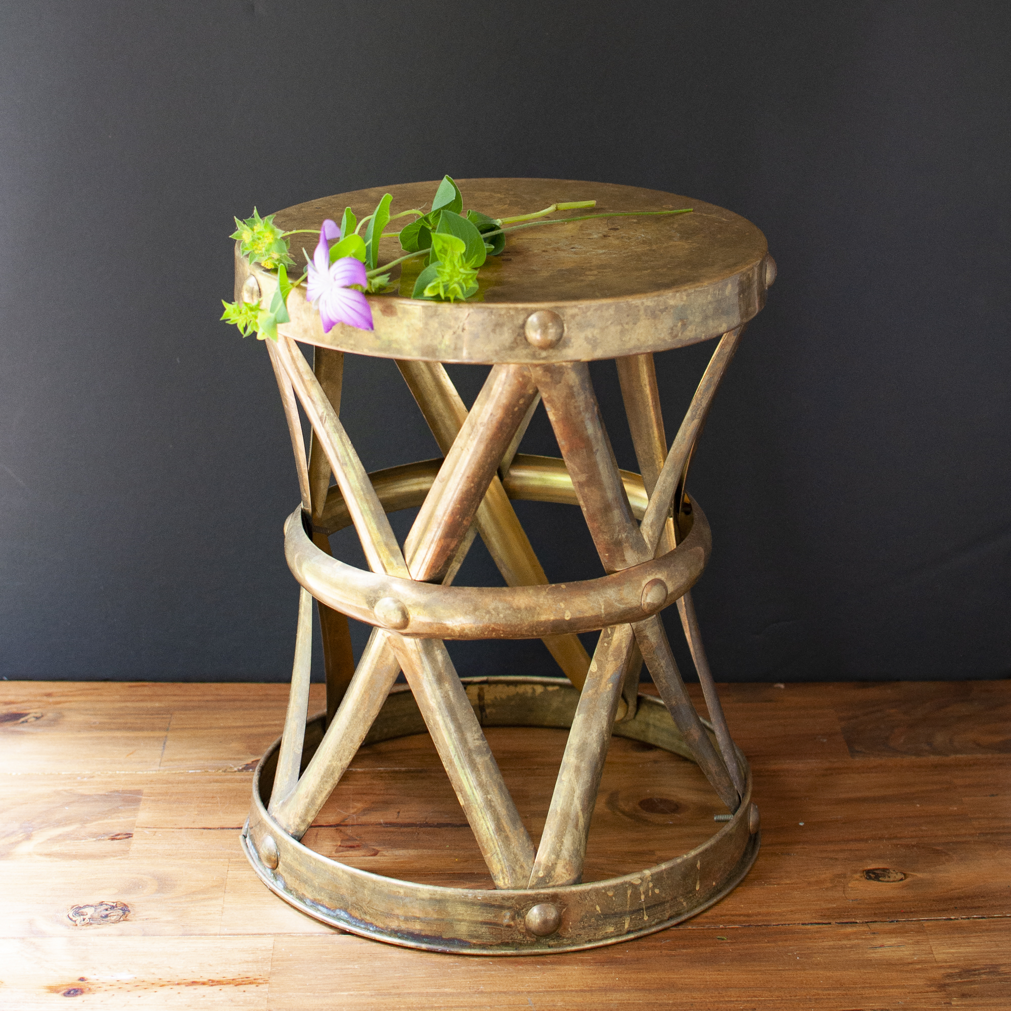 brass drum accent table